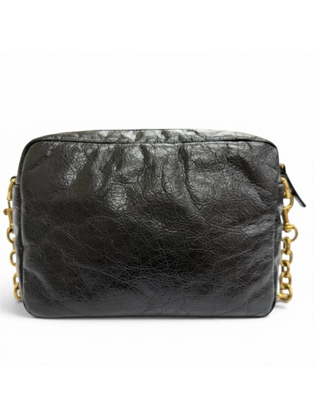 Balenciaga Monaco Arena Calfskin Camera Bag Chain Black Antique Gold - Picture 2 of 13